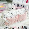 Polka Dot Pencil Case Large Capacity Bow Decor Zipper Closure Stationery Pouch for Students School Exam Office Storage