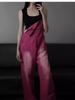 2024 Women's Retro Dragon Fruit Red Wide-Leg Summer Overalls