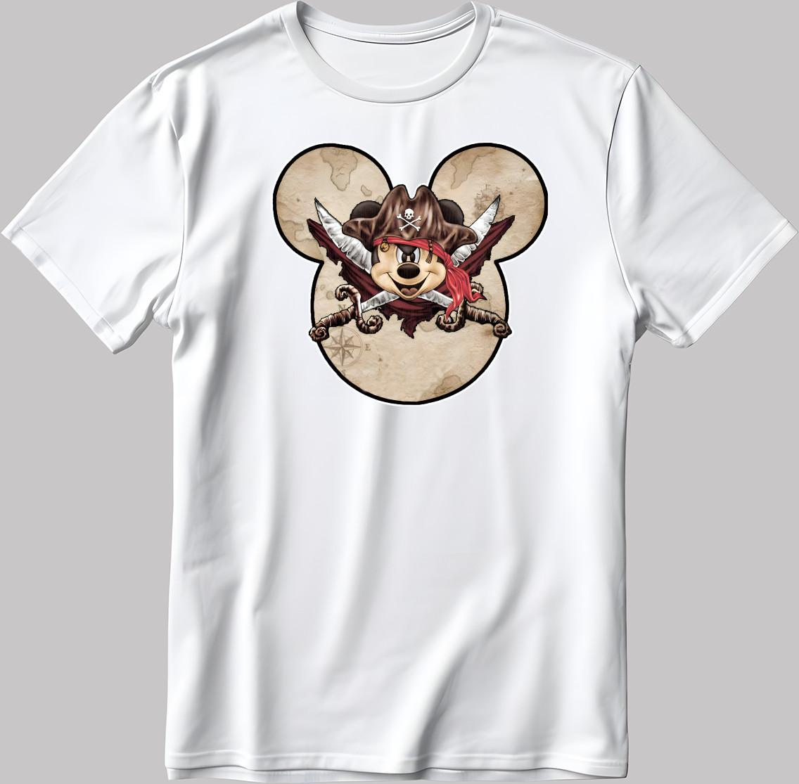 Mickey Mouse Pirates Disneyland White-Black Men s / Women N592 3XL