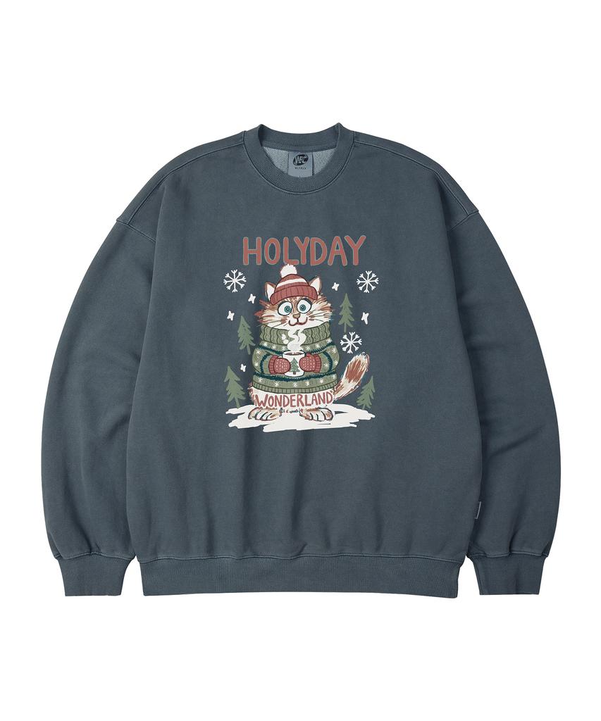 WILDROCK Hollysheesh Holyday Cat Pigment Oversized Sweatshirt_5 Col