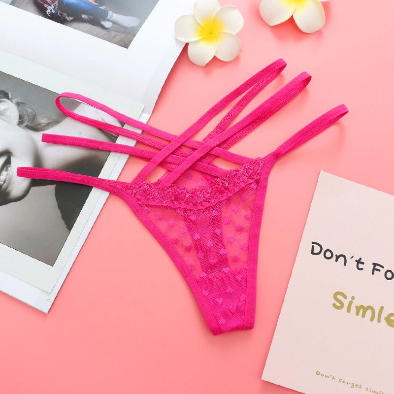 Bragas sexis de hilo de red, Tanga para mujer, ropa interior de tiro bajo, lencería con tiras cruzadas K79