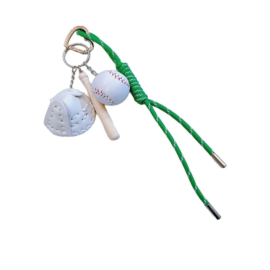 Baseball Keyring with Wood Bat and PU Leather Glove Charm Unique Bag Pendant Handbag Charm Handmade Sports Accessory