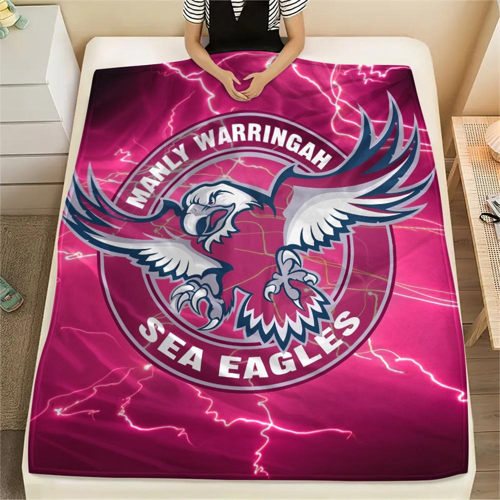 

Manly Warringah Sea Eagles Print Flannel Blanket, High quality Comfortable for All Seasons, Home Decor, Warmth and Comfort 80cm x 120cm