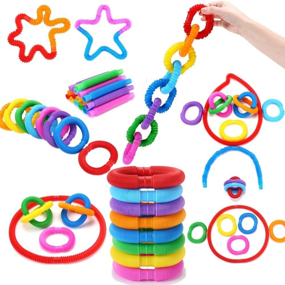 Colorful Telescopic Pop Tubes Connecting Stretching Twisting Fine Motor Skills Stretchable Tubes Stress Relief Plastic