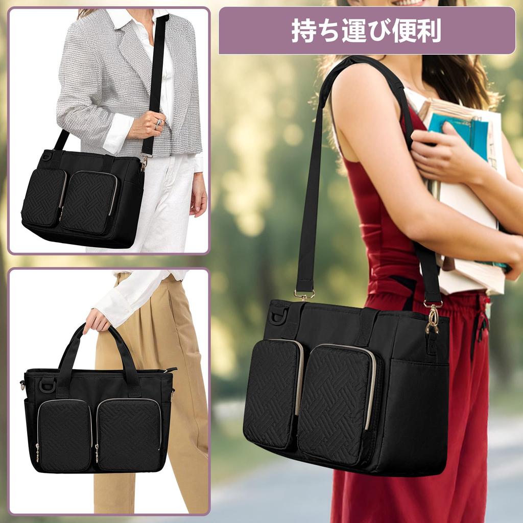 Teamoy Tote Bag, 10 Pockets, A4 Size, D-Ring, and Pen Slot, Large Capacity, Lightweight, Shoulder Bag, Perfect for Commuting, School, or As a