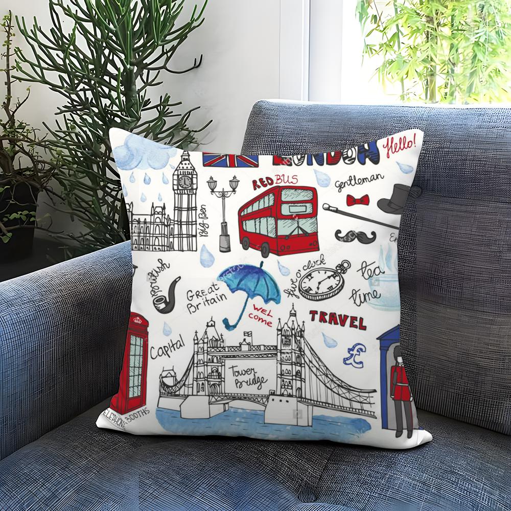 LOVE England Printed Cushion Cover Comfortable Reversible Pillow Cover Ideal for Car Sofa Bedroom & Beyond