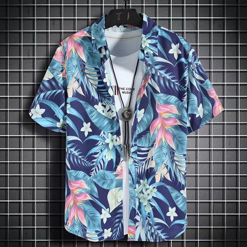 Unisex Summer Floral Short Sleeve Shirt - Hainan Sanya Travel & Casual Hong Kong Style Fashion