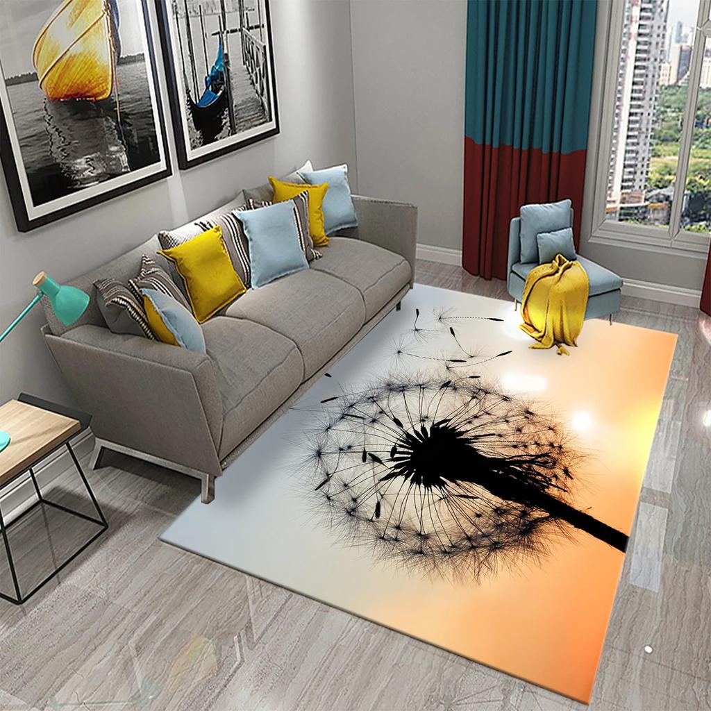 3D Löwenzahn Muster Teppich Fußmatte Rutschfest Badezimmer Schlafzimmer Wohnzimmer Teppich Fußmatte Küche Hauseingang Bodendekor Geschenke