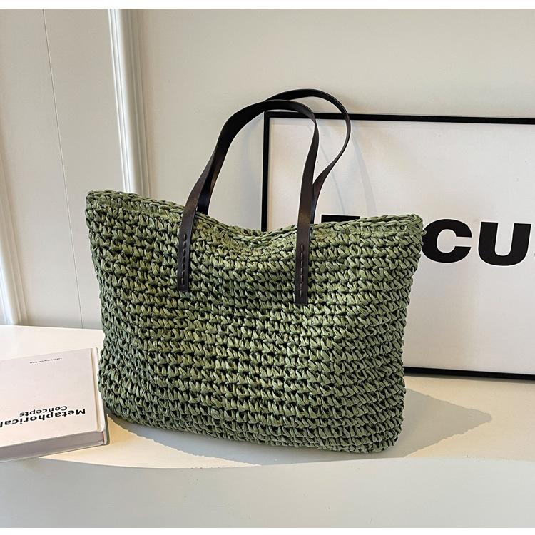 Straw Bag New Beach Woven Straw Bag Shoulder Women's Bag Simple Large-capacity Leisure Vacation Travel Bag