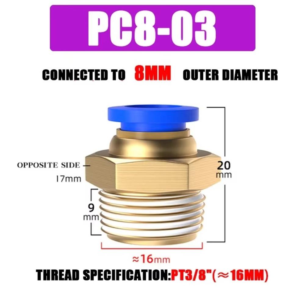 High Quality Brass Pneumatic Fitting PC 4 6 8 10 12MM Multi Size Air Connector Pipe Quick Connectors Pneumatic Systems