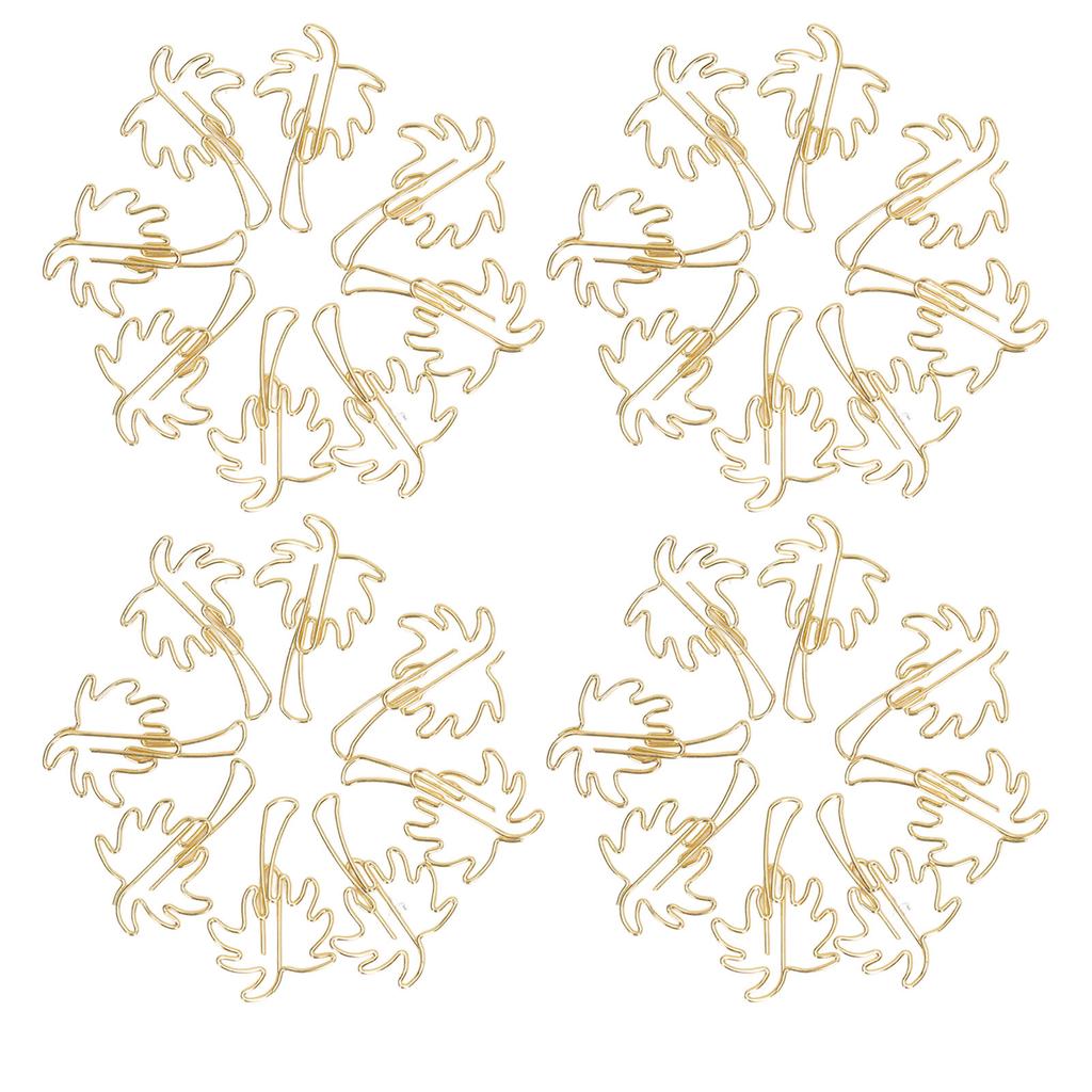 50 Pcs Paper Clips Portable Mini Cute Golden Coconut Tree Shape Paper Clips File Classification