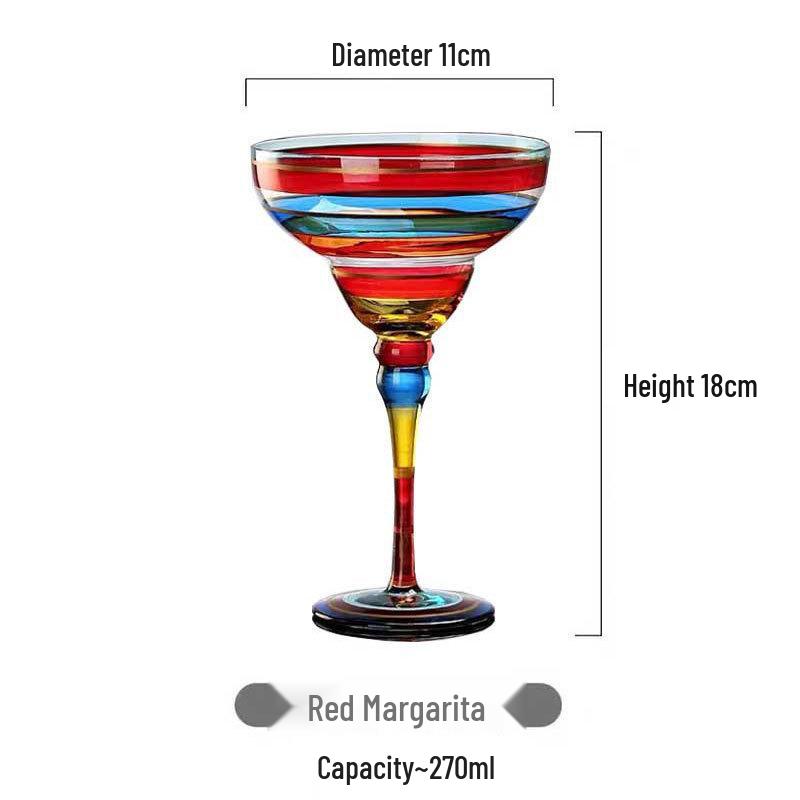 Hand-Painted High-Stem Margarita Glass for Cocktails