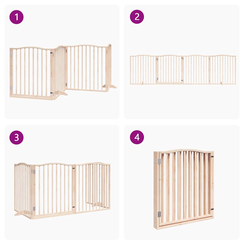 Vidaxl Foldable Dog Gate, With Door, 4 Panels, 320 Cm