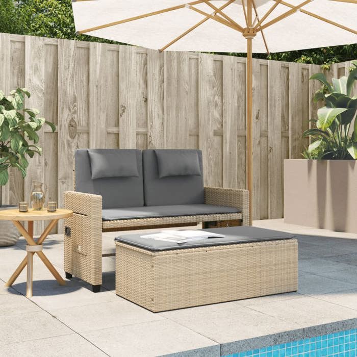 VidaXL Banc Inclinable de Jardin avec Coussins, Siège de Patio, Chaise de Terrasse, Meuble de Parc Arrière-cour Balcon 365821