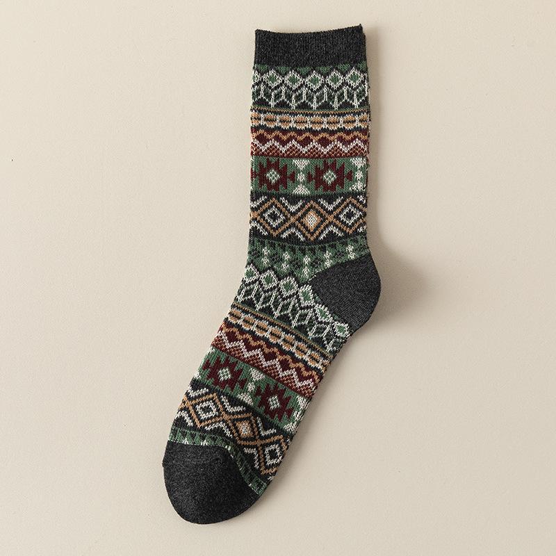 Ethnic-style Socks for Women In Spring and Autumn, Retro Mid-top, Winter Warm and Casual Cotton Socks That Make You Look Slimmer