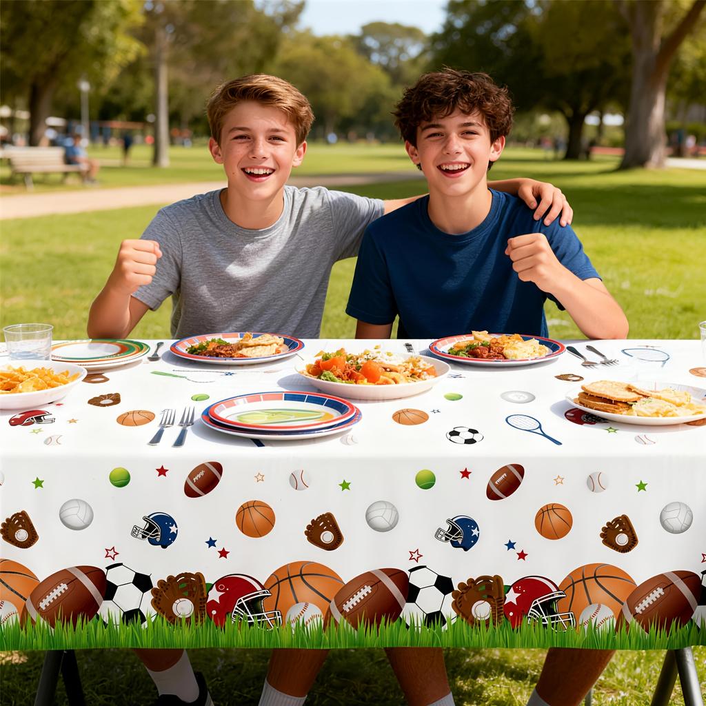 1pc Sports-Themed Tablecloth Birthday Party Supplies Indoor Outdoor Party Decorations Polyester Tablecloth for Sports Events