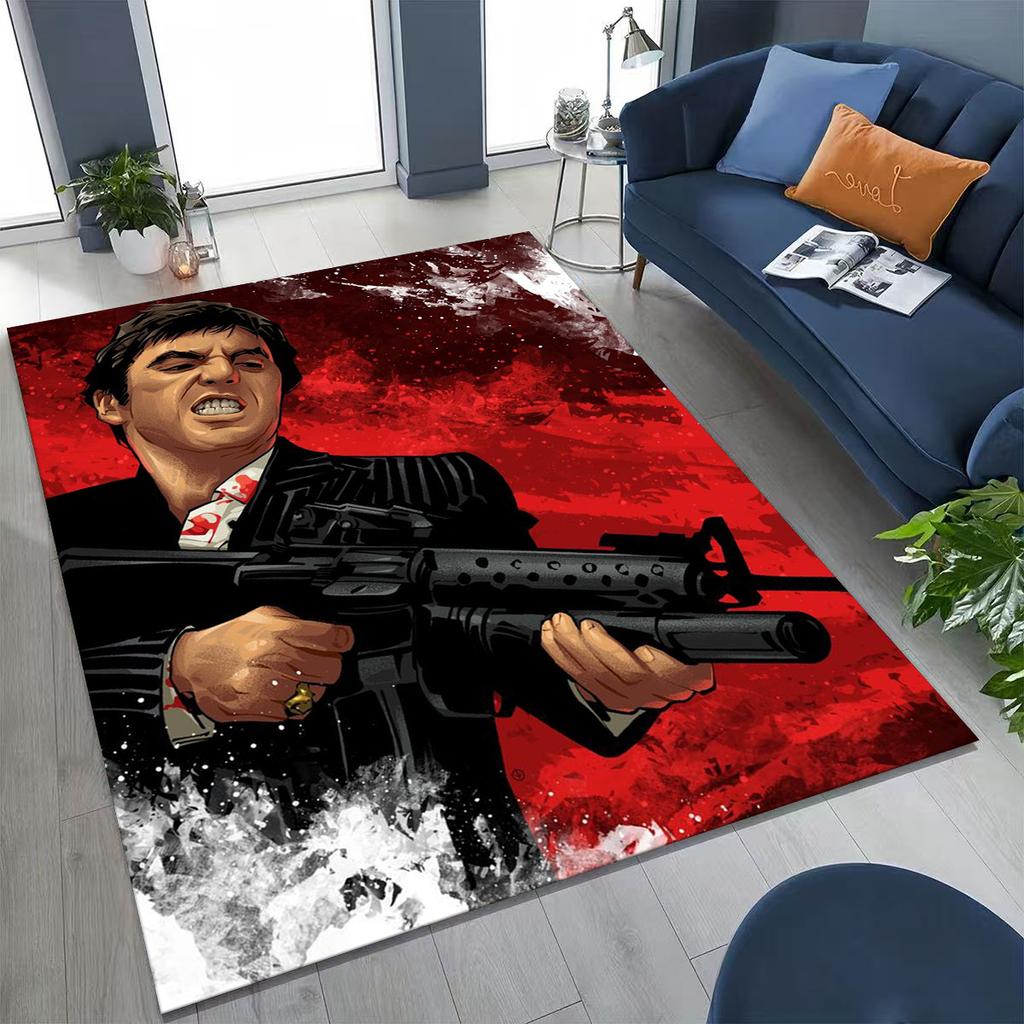 Classic Scarface Tony Montana Movie Art Carpet Rug for Bedroom Living Room Sofa Home Doormat Decor,Large Kids Non-slip Floor Mat
