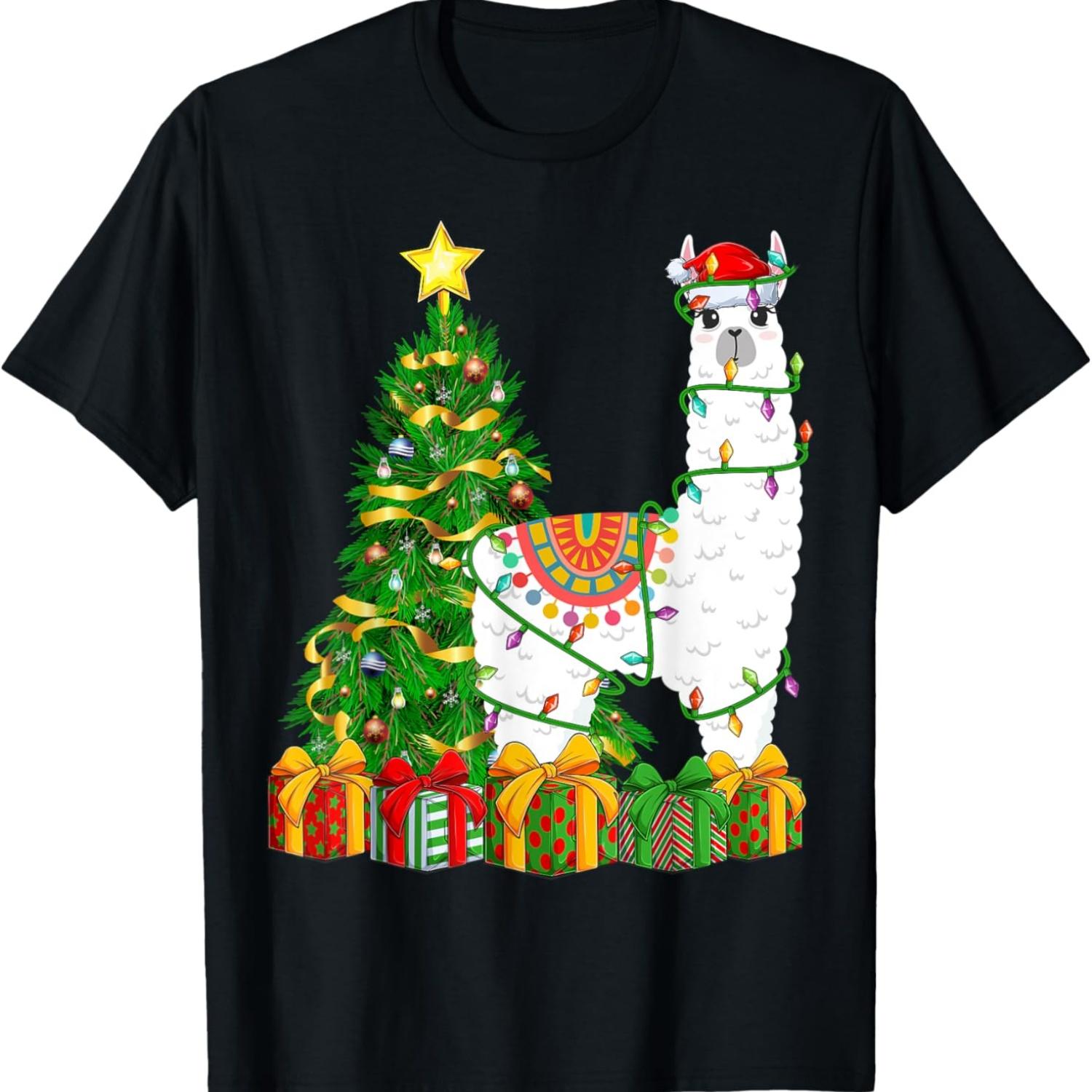 

Alpaca Xmas Tree Lighting Santa Alpaca Christmas T-Shirt XXXXXL