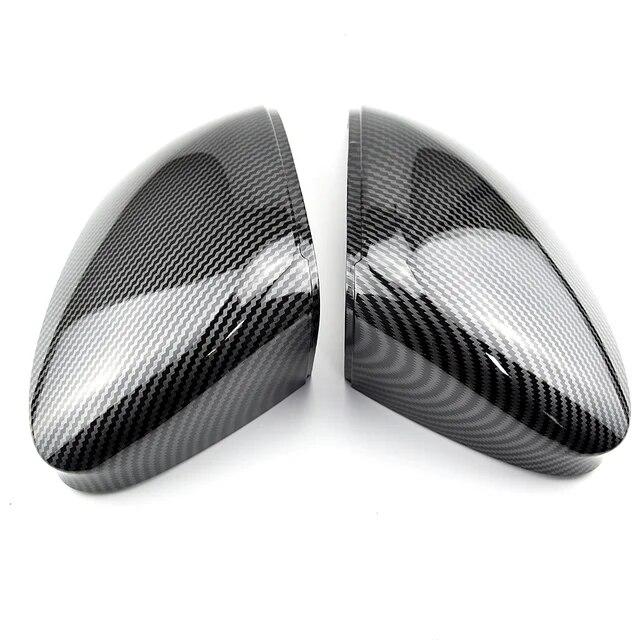 For Volkswagen Golf MK8 VIII 8 Side Mirror Covers Caps (Carbon Look) 2022 for VW Glossy Black Wing Rearview