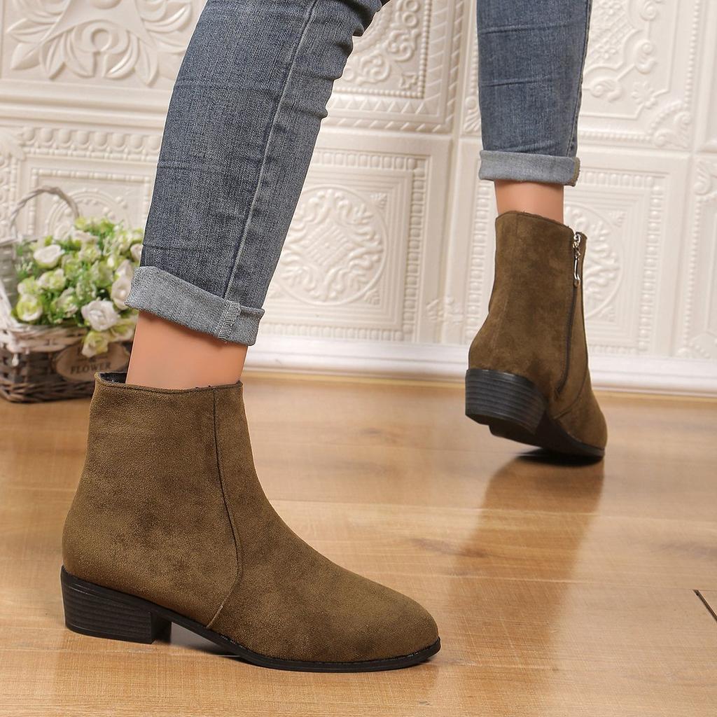 Niche Korean Version of Retro Style Casual Versatile Rough Heel Martin Boots Children's Women's Short Boots 2025 Autumn and Winter New