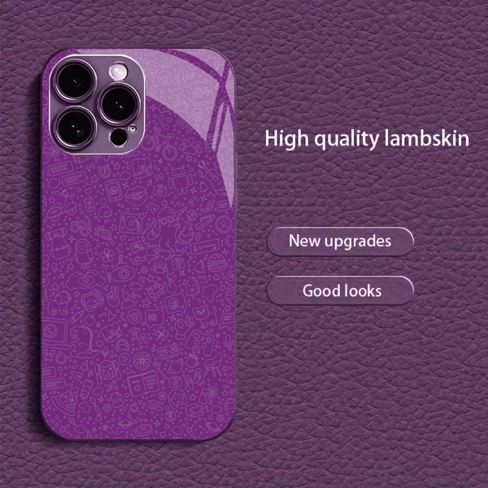 Purple White Line Art Doodle for coque iphone for iphone 17 case Fashion Case fundas Glass for iPhone 17 16 15 14 13 pm Pro Plus