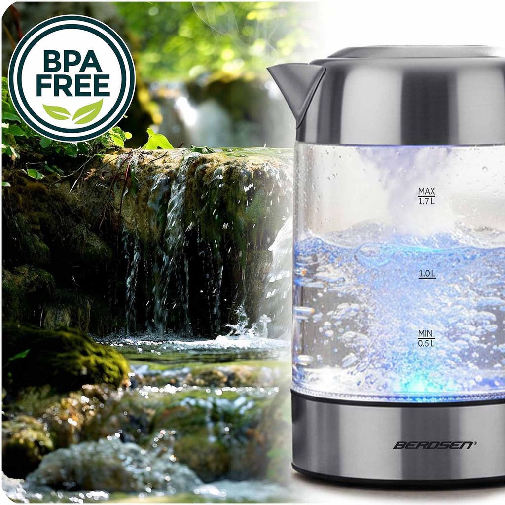 Electric Glass Kettle With Temperature Control 1.7L 2200W Berdsen Bd-714