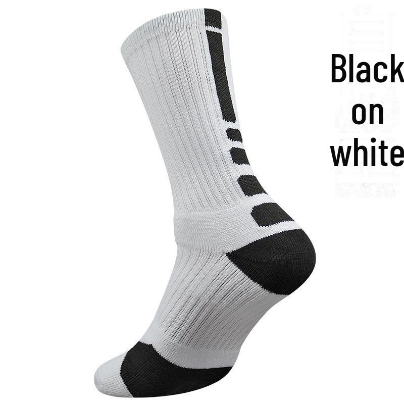 

Элитные носки для баскетбола на открытом воздухе: Толстая подушка для мужчин, женщин, молодежи - средняя длина, высокий верх L (size 39-45) белый/чёрный