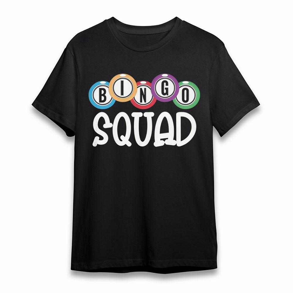 

Women s Classic T-Shirt Bingo Squad Lettering Tee Short Oversize Cotton Black 4XL
