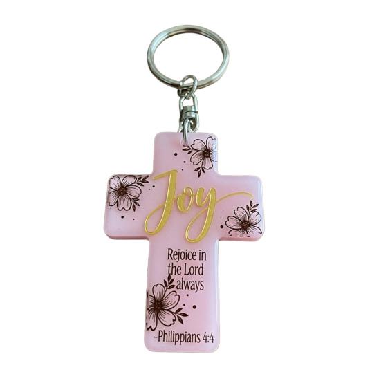 Acrylic Keychain Inspirational Scripture Ten-Shaped Pendant Keyring Religious Christian Faith Gift for Men Women