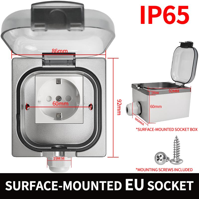IP65 Waterproof Outdoor Electrical Box- Universal Mounting (Surface/Flush) Junction Box for Bathroom, Kitchen, Weatherproof DIY