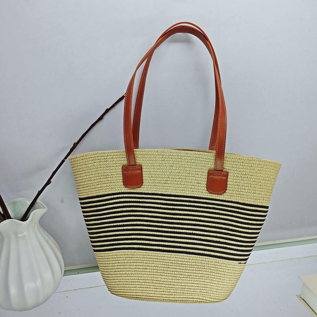 Strohtasche Damen Sommer Rattan Tasche Tragetasche Wind Schulter Strandtasche Nische Literarisch Neu