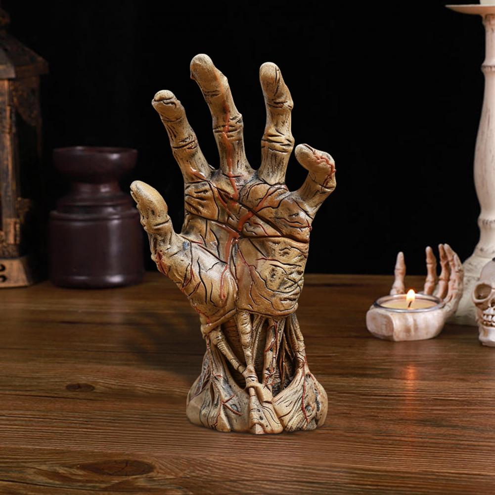 Sculpture de Main en Résine Sculpture de Main de Zombie Décoration d'Halloween Figurine de Démon en Résine Ornement de Bureau Statuette Décoration de Maison