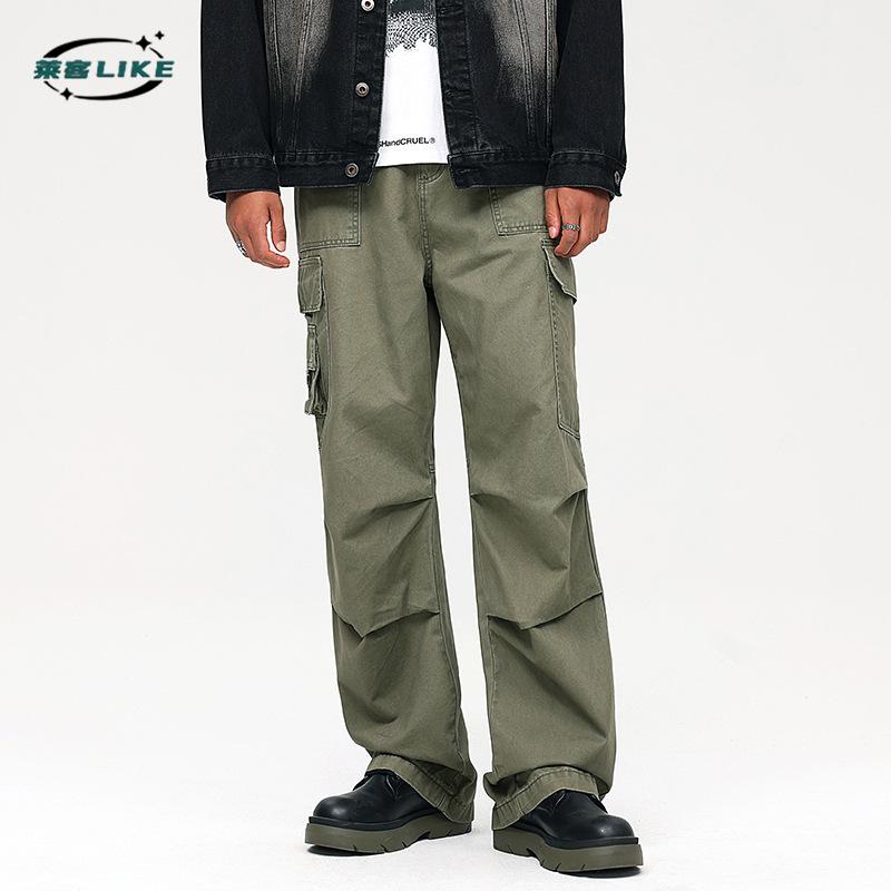 Men'S Wear | Autumn/Winter Retro Functional Multi Pocket Paratrooper Straight Leg Hanging Pants, Mid Waist Work Pants, Loose Casual Pants