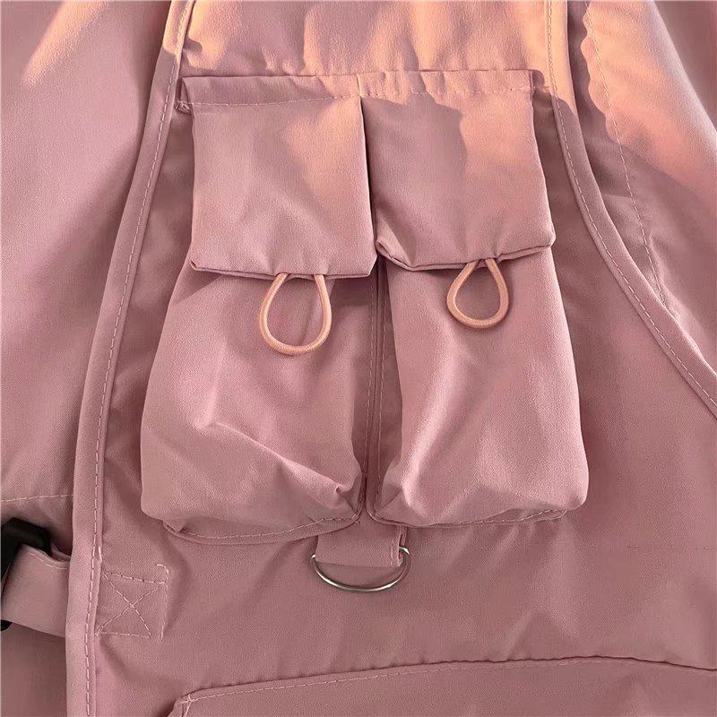 Japanese Trend Functional Tactical Multi-Pocket Vest with DIY Logo Sleeveless Design for Workwear in Spring/Autumn