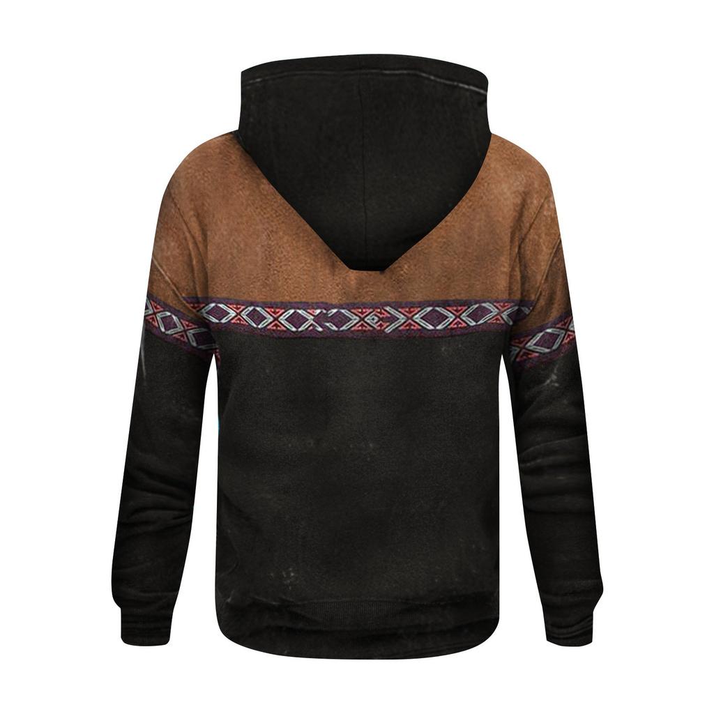Men's Print Plush Warm Coat Fleece Sweater Casual Coat Pocket Sweater Winter Coat