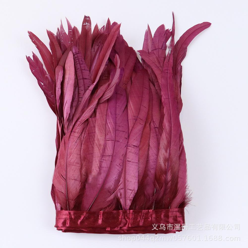 25-30Cm Dyeing Purple Tail Cloth Edge Clothing Accessories Pendant Handicraft Material Chicken Feather Cloth Belt Diy