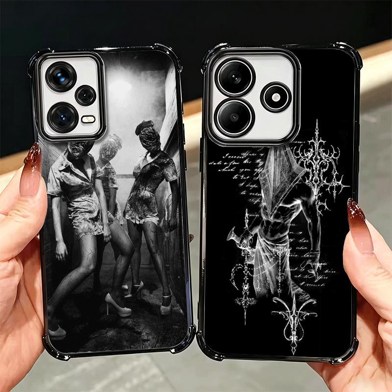 Silent Hill Horror Theme Soft Phone Case For Xiaomi Redmi Note 14 15 Pro Plus 13 12 11S 11T 5G 10 9S 9 Plating Anti-Fall Fundas