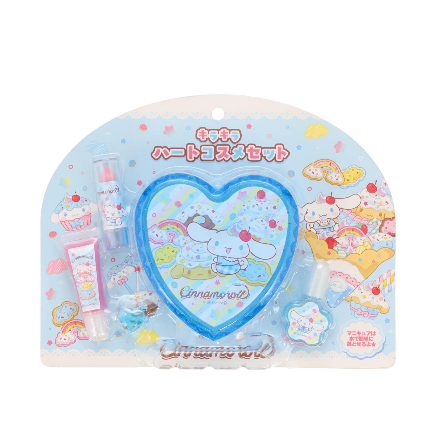 Shobido Sanrio Heart Case Cosmetic Set for Lip and Nail featuring Sanrio Characters Kids, Care, (Cinnamoroll)