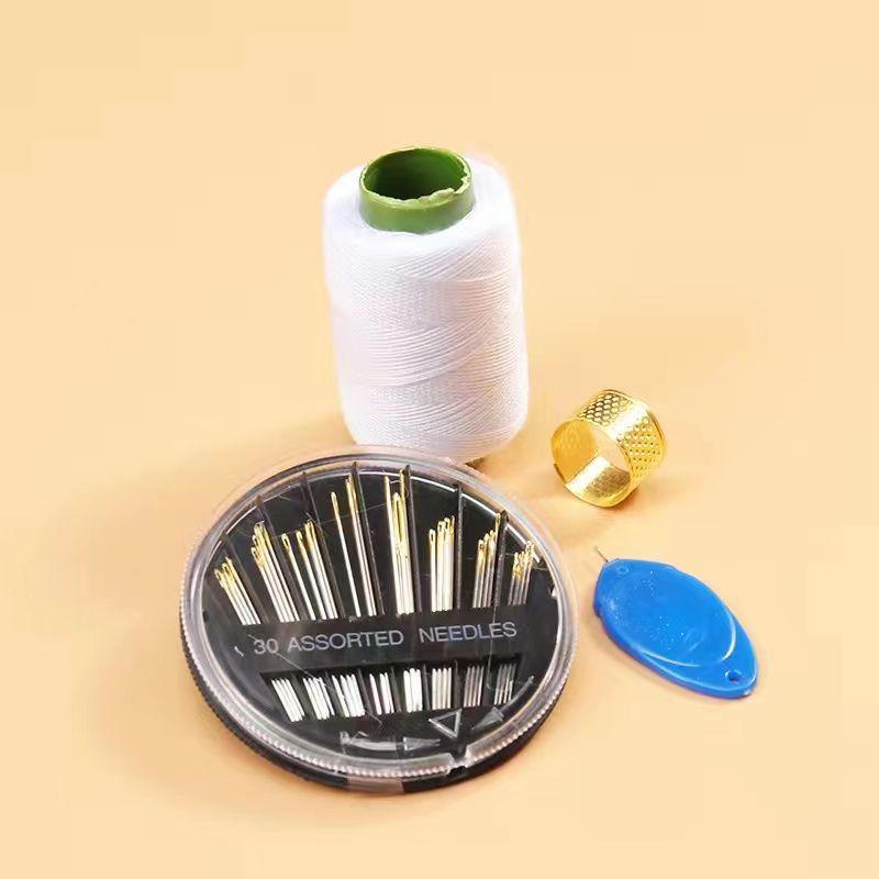 Mending Handmade Needle and Thread Set: White & Black Sewing Threads for Clothes