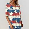 Women's T Shirt Tee Independence Day Print Button Short Sleeve Daily Weekend Fashion Basic V-Neck Regular Top