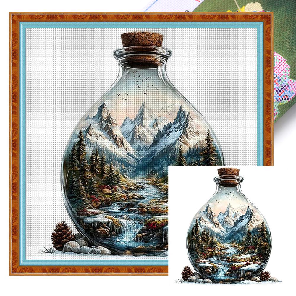 Full Embroidery Eco-cotton Thread 11CT Printed Bottle Cross Stitch Kit Art