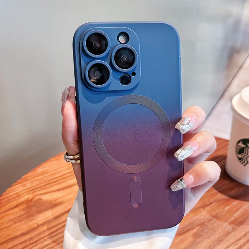 

Роскошный силиконовый многоцветный противоударный чехол Magsafe Gradient для iPhone 16 15 14 13 12 11 Pro Max с функцией беспроводной зарядки For iPhone 13