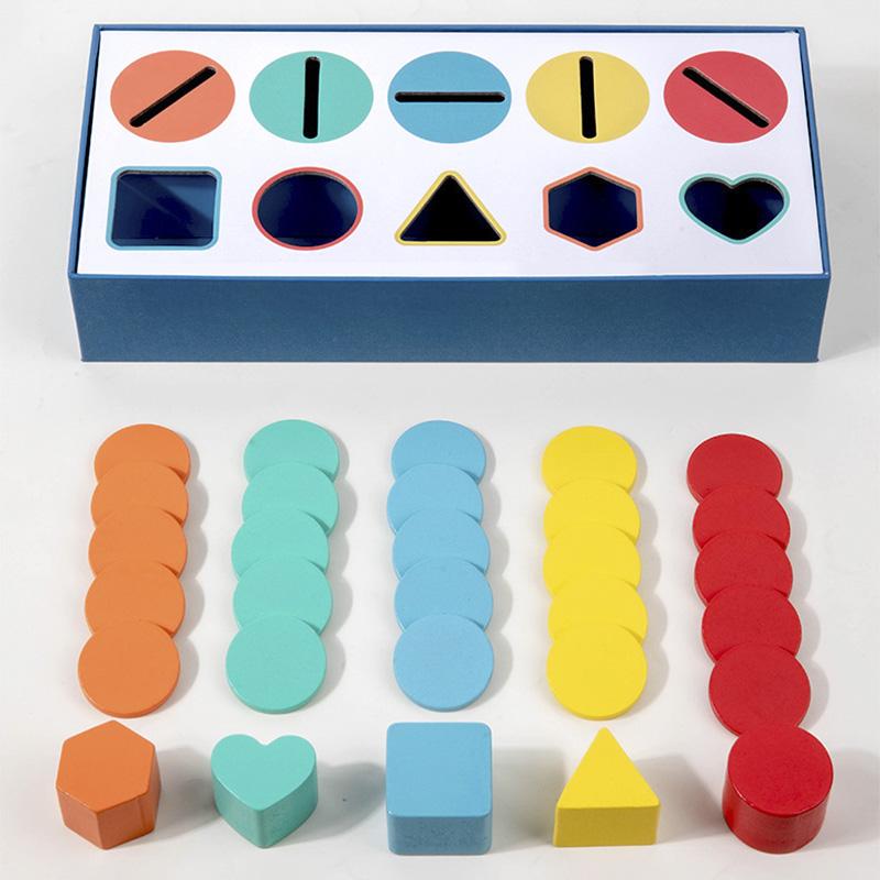Children's Wooden Color Shape Classification Box Geometric Cognition Training Teaching Aid Table Game Educational Toys For Kids