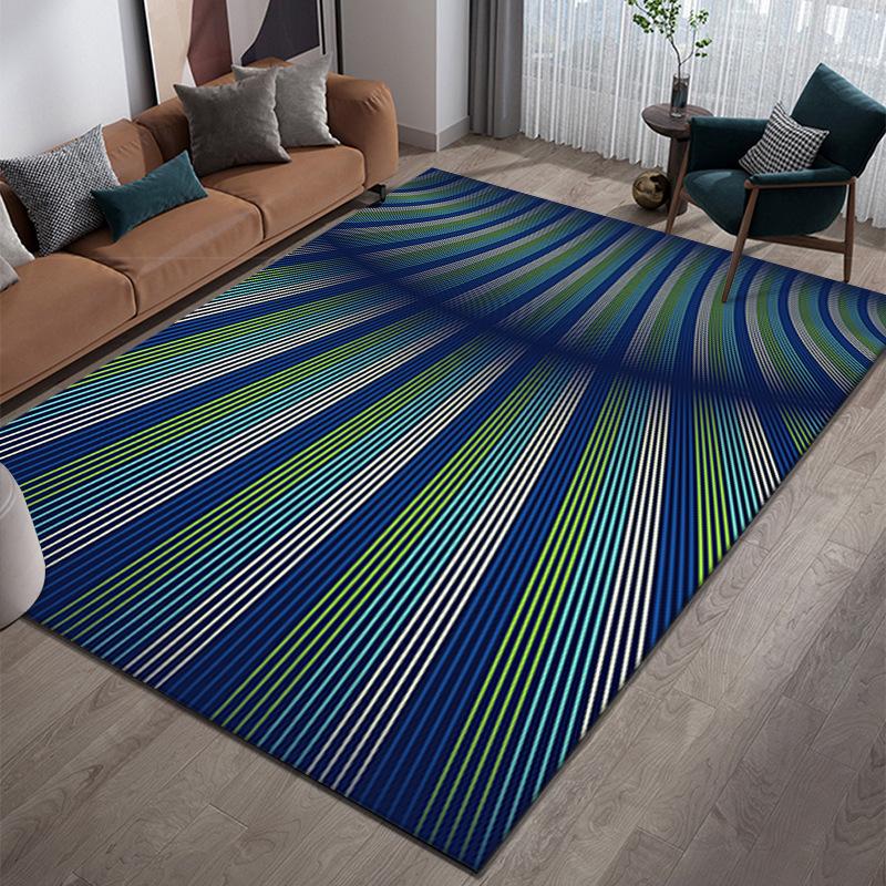 3D Abstract Carpet Color Lines Carpet Living Room Tea Table Visual Carpet Mat