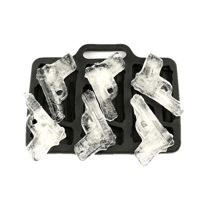 Silicone Toy Gun Ice Mold and Plastic Bullet Shaped Ice Cube Tray, Easily Detachable DIY Ice Cube Mold for Ice Cream Tools