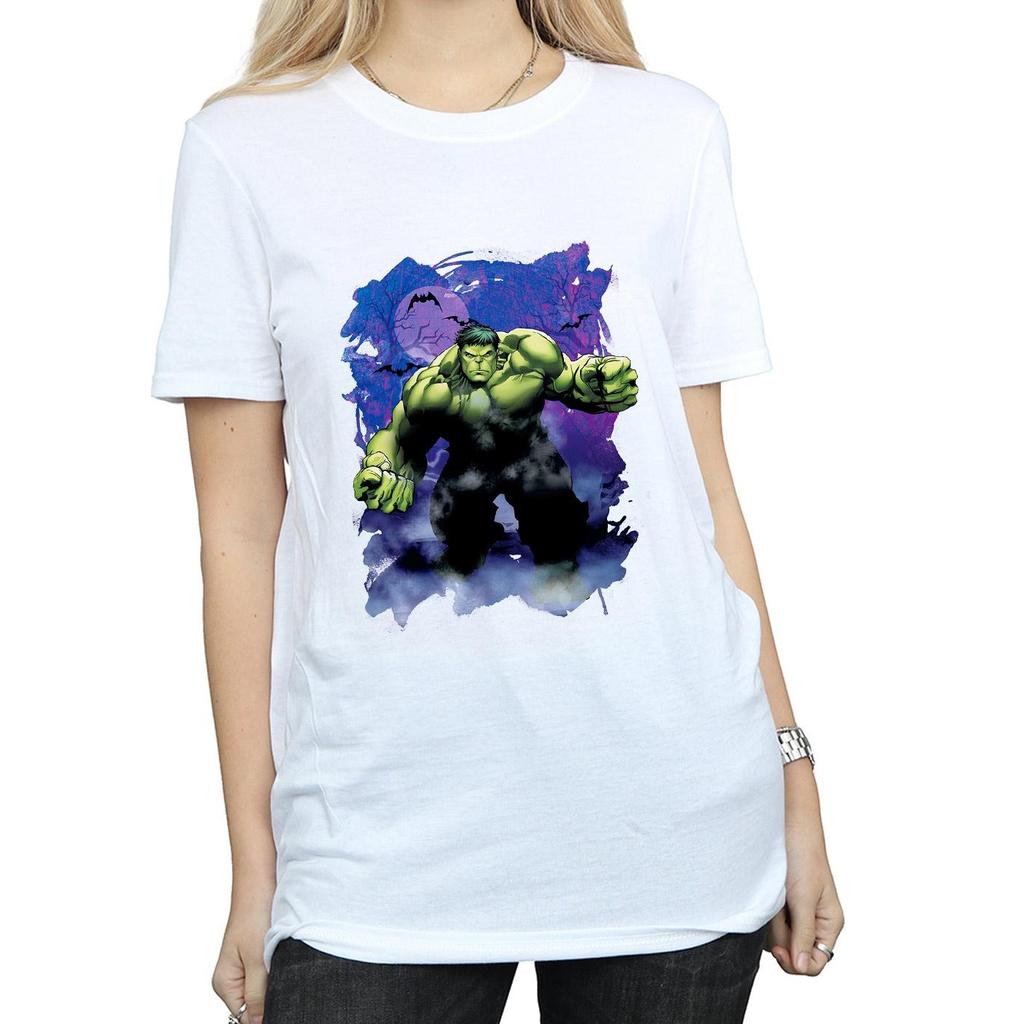 Marvel Womens/Ladies Hulk Halloween Spooky Forest Cotton Boyfriend T-Shirt
