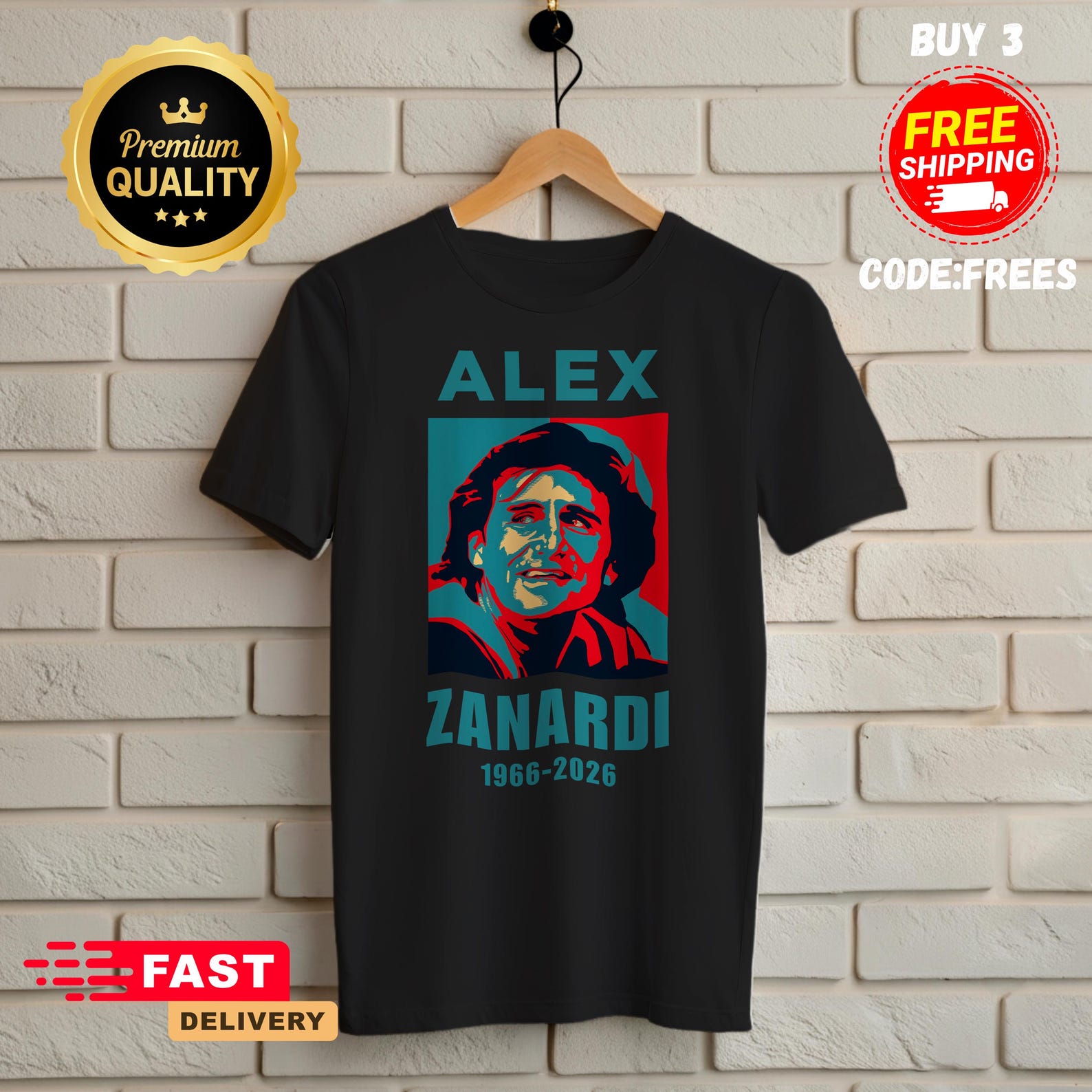 Alex Zanardi Tribute T-Shirt, Vintage Poster Style Motorsport Legend Gift, Inspirational Motorsport Icon Tee, Gift for Racing Fans S