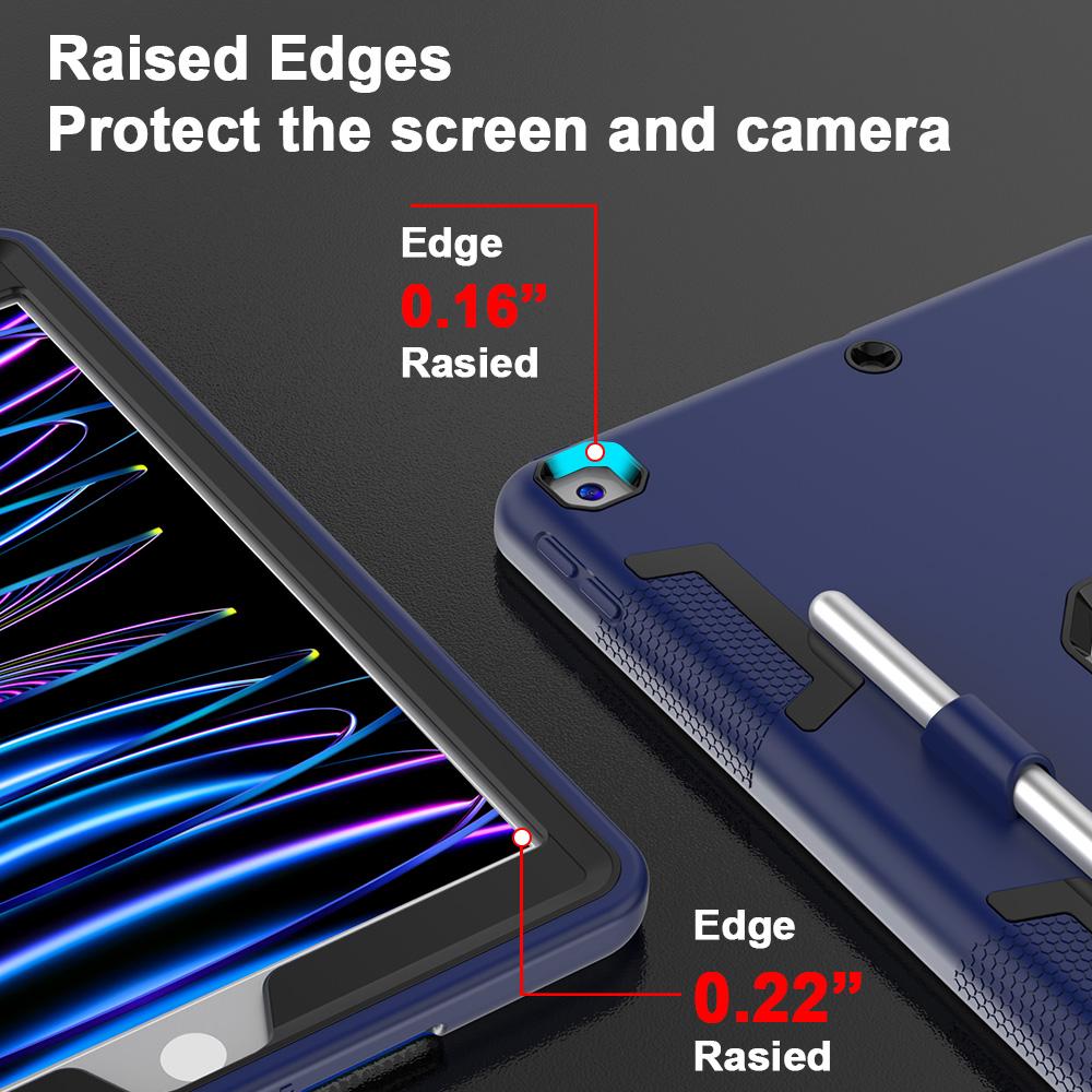 For iPad 10.2 (2021)/(2019)/(2020) Case Silicone + PC Kickstand Tablet Cover with Pencil Holder