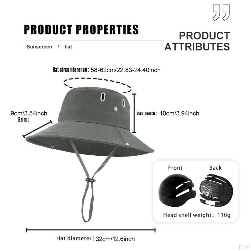 Sun Bucket Hat Fishing Breathable Protection Wide Brim with Inner Hard Shell for Golf Summer