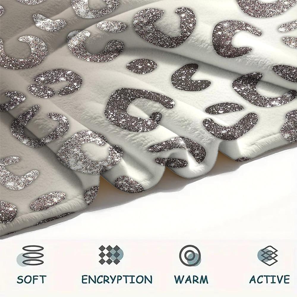 1Pc Shinning Leopard Print Flannel Blanket, High quality Comfortable for All Seasons, Home Decor, Warmth and Comfort, Perfect for Gifts